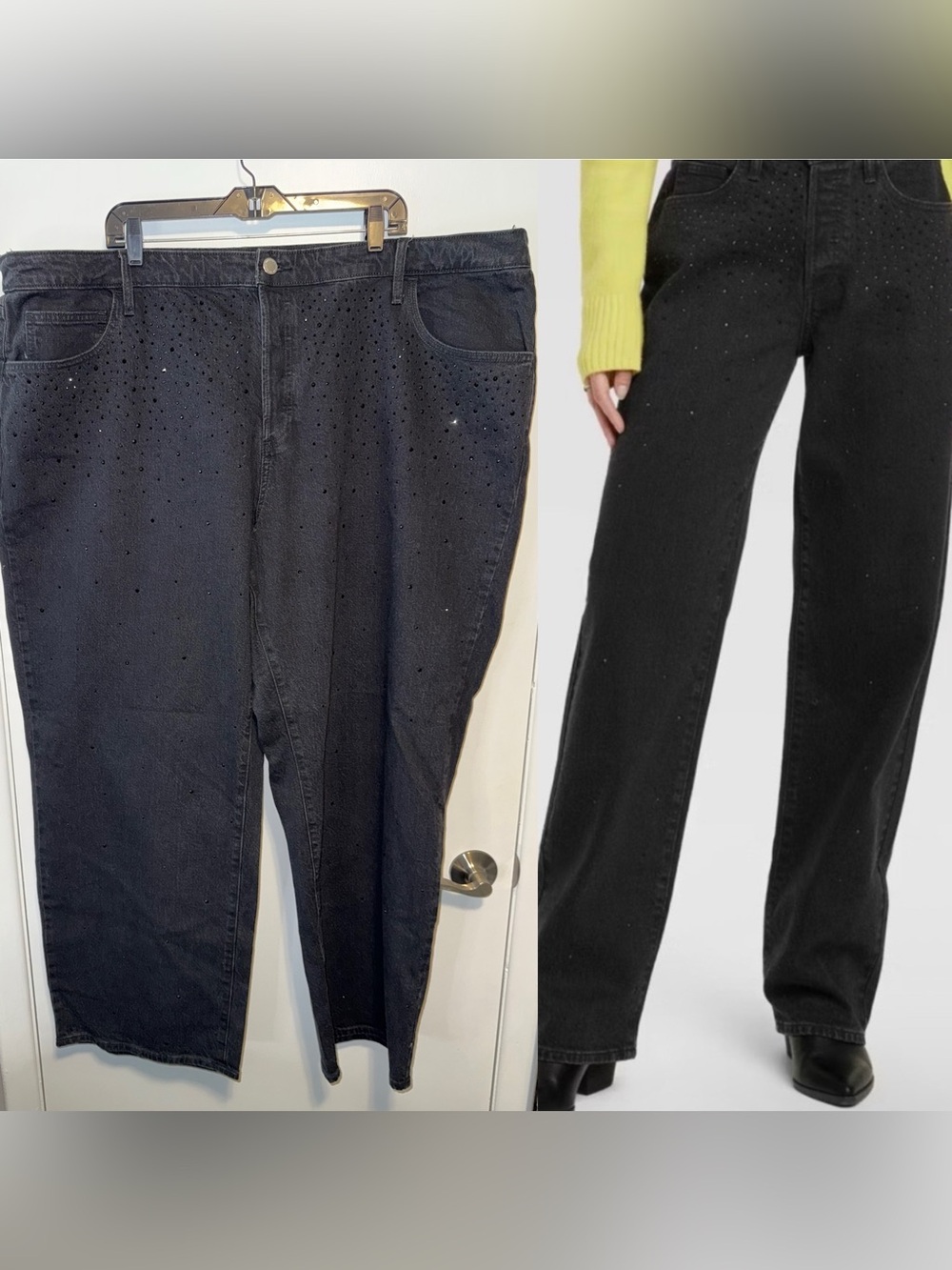 Universal Thread 90’s Baggy Black Wide-Leg Jeans With Rhinestone Detail
